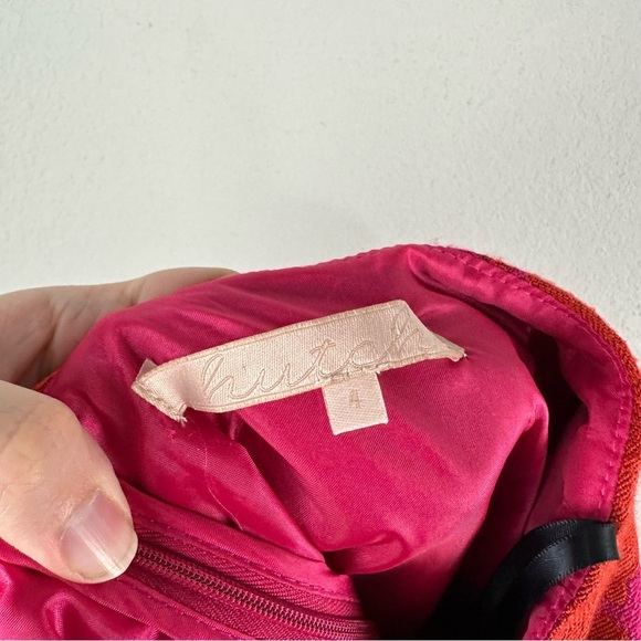 Hutch Hot Pink Orange Floral High Neck Peplum Hem Dress Size 4 - Picture 3 of 5